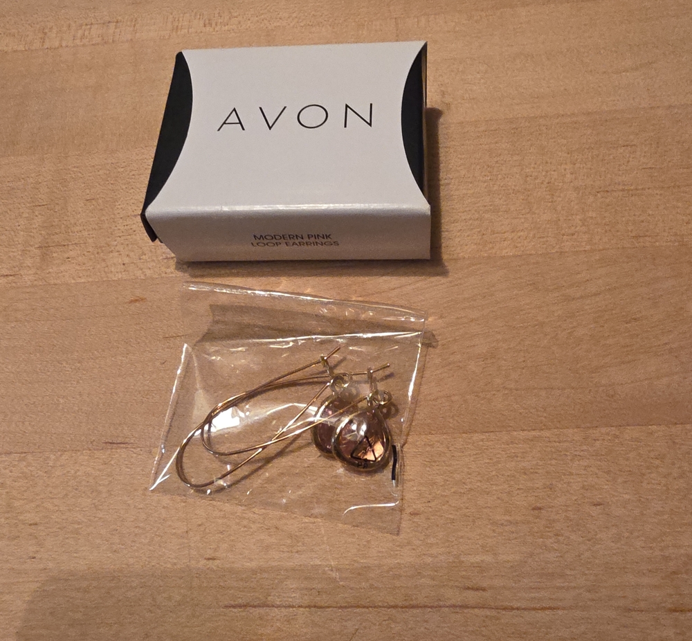 Avon Gold Tone Earrings with Pink Accents